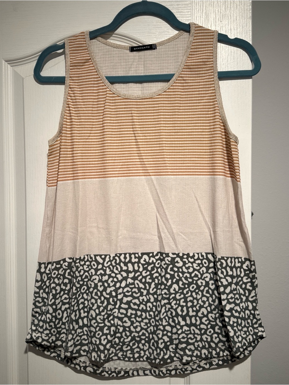 Staccato Striped & Animal-Print Sleeveless Tank - Tan, Cream, Gray